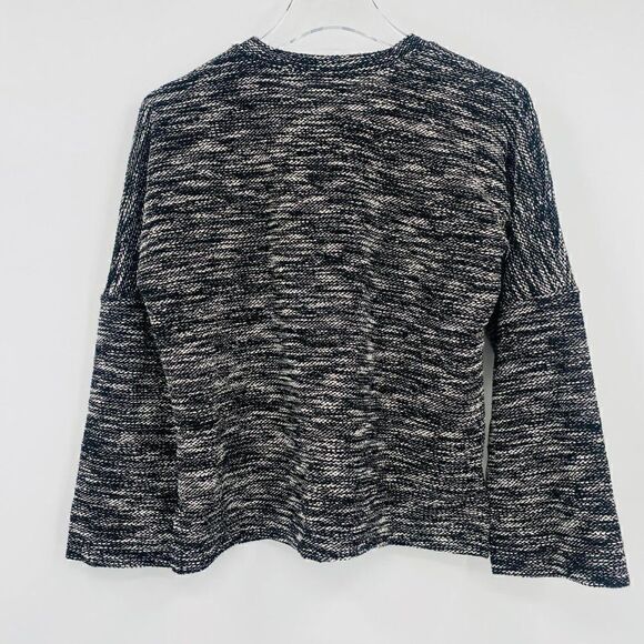 New Madewell Size XXS Black & White Spacedye Button Shoulder Wide Sleeve Sweater - Picture 8 of 8